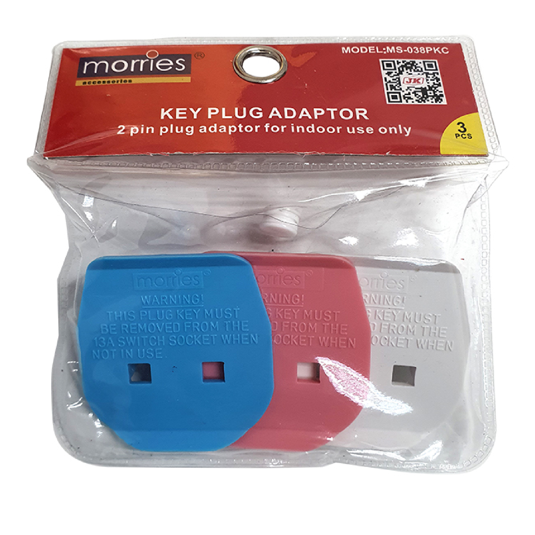 Morries Key PLUG Adaptor 2-PIN 3PC/PACK MS038PKC